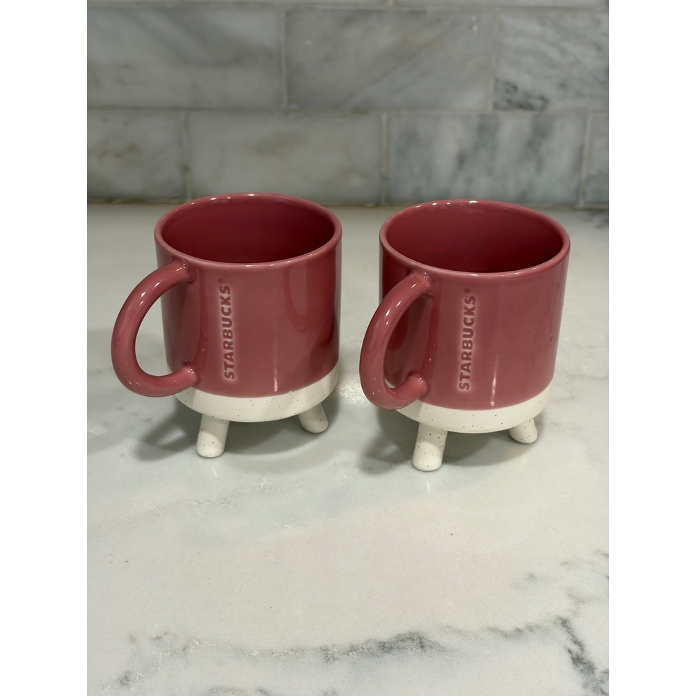 Starbucks 2021 Pink Tripod Espresso Mugs Set of 2 Speckled 3oz Demitasse Cups